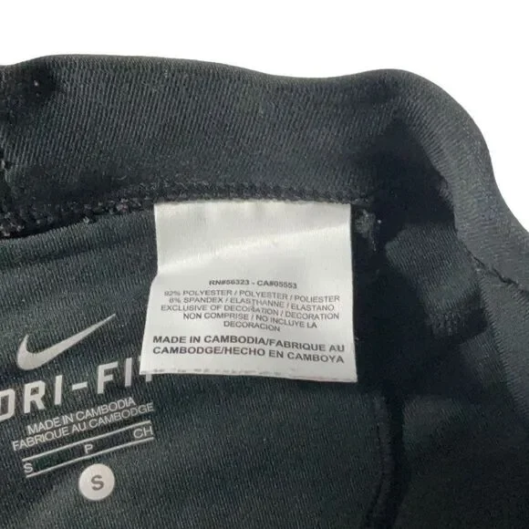 Nike Dri Fit Mid Rise Womens Cycling Shorts Black  Back Zip Pocket Size Small - Picture 5 of 5